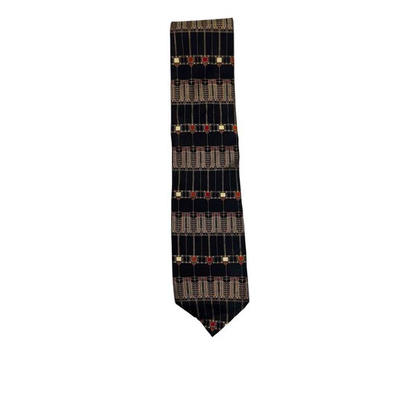 FRANK LLOYD WRIGHT Silk Tie Tree of Life Black Art Deco Design 3.5” Martin House - Picture 3 of 7